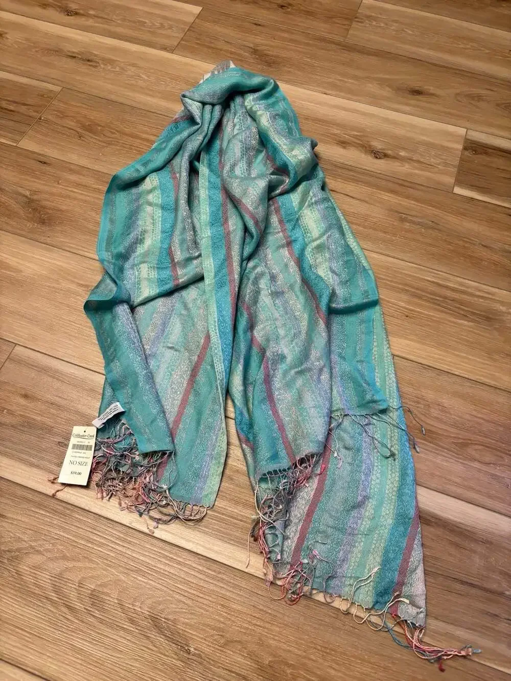 NWT Coldwater Creek Pastel Striped Wrap Wool and Silk Scarf